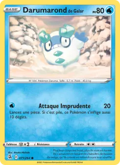 Carte Pokémon Darumarond de Galar