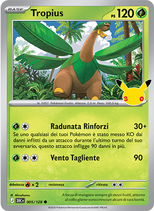 Carta Tropius del set 30° Anniversario, illustrazione di Minahamu