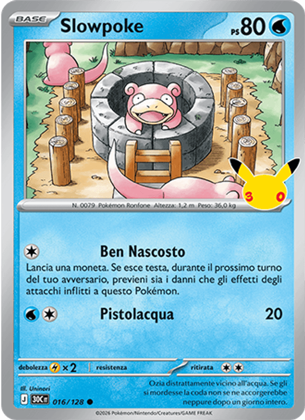 Carta Slowpoke del set 30° Anniversario, illustrazione di Uninori