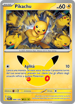 Carte Pokémon Pikachu 044/128 22/30 30ᵉ Anniversaire HOLO Français