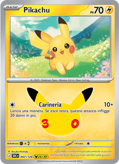 Carte Pokémon Pikachu 047/128 25/30 30ᵉ Anniversaire HOLO Français