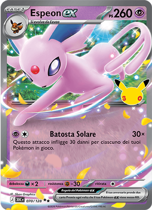 Carta Espeon-ex del set 30° Anniversario, illustrazione di 5ban Graphics