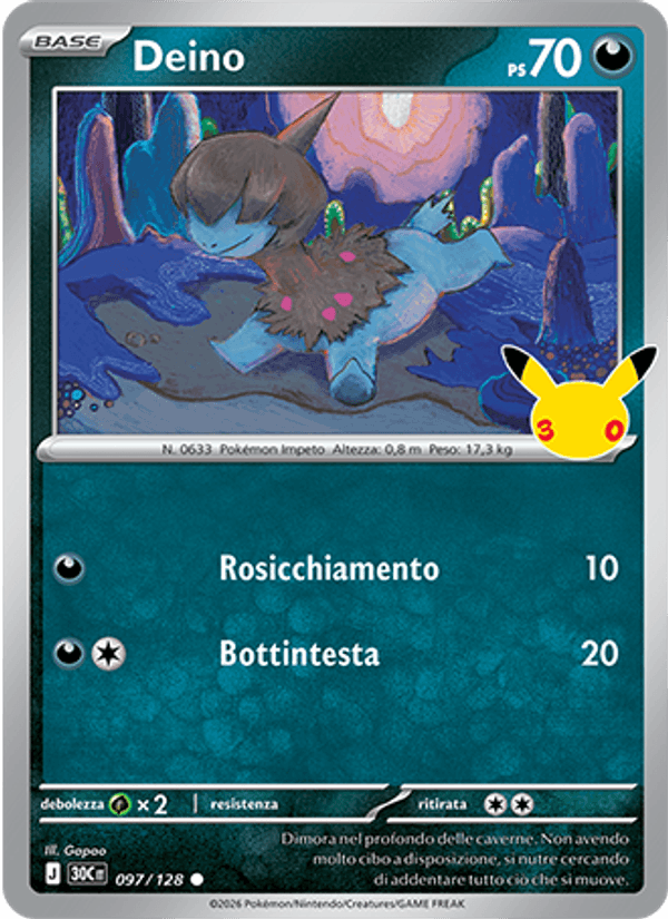 Carta Deino del set 30° Anniversario, illustrazione di Gapao