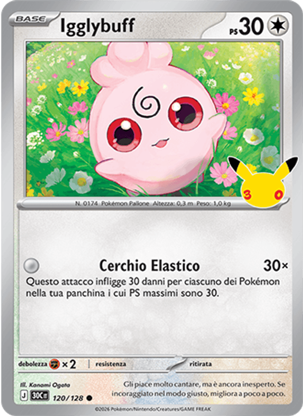 Carta Igglybuff del set 30° Anniversario, illustrazione di Kanami Ogata