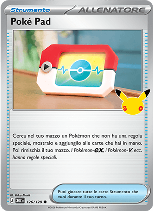 Carta Poké Pad del set 30° Anniversario, illustrazione di Yuka Morii