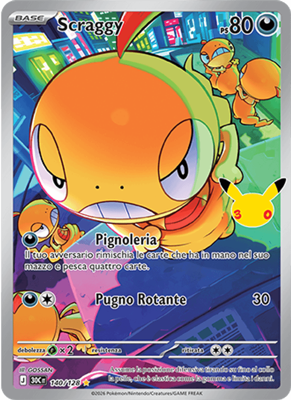 Carta Scraggy del set 30° Anniversario, illustrazione di GOSSAN