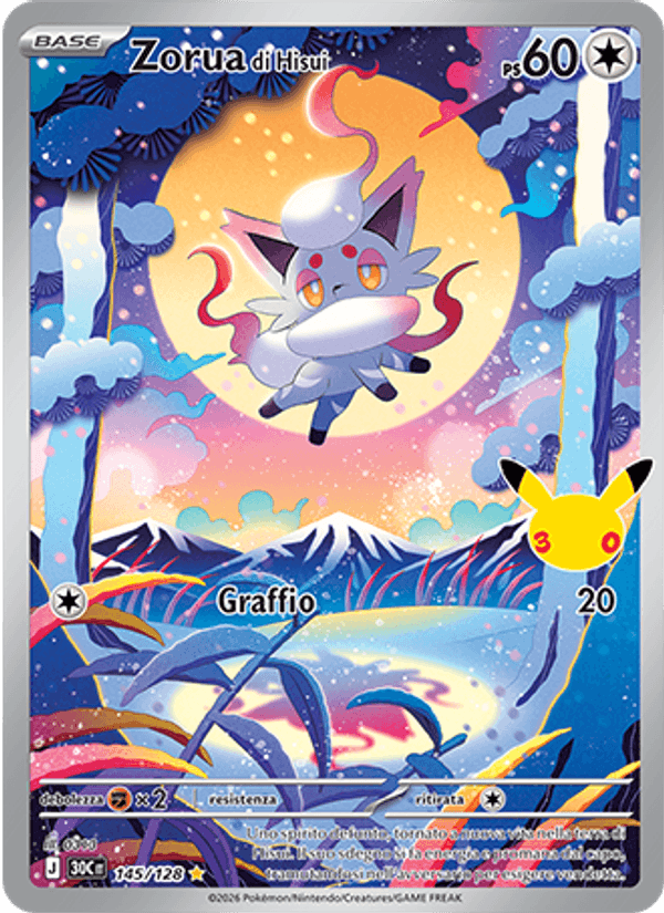 Carta Zorua di Hisui del set 30° Anniversario, illustrazione di 0313