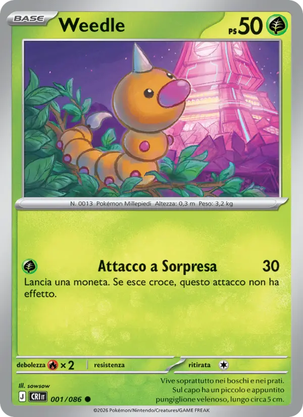 Weedle Pokemon card