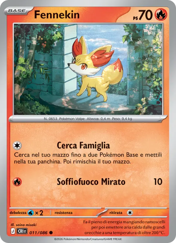 Fennekin Pokemon card