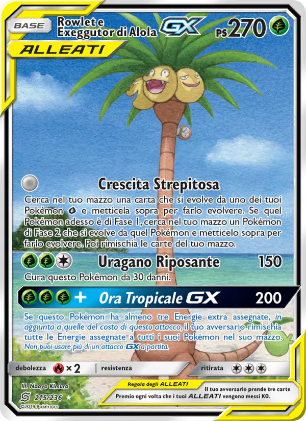 Rowlet e Exeggutor di Alola GX card image