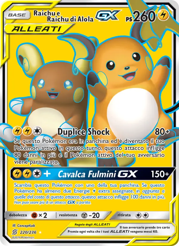 Raichu e Raichu di Alola GX card image