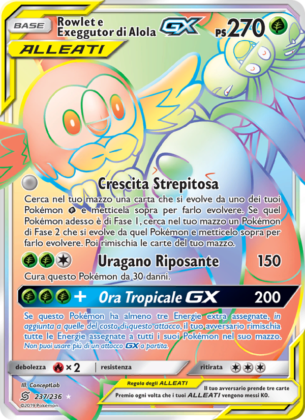 Rowlet e Exeggutor di Alola GX