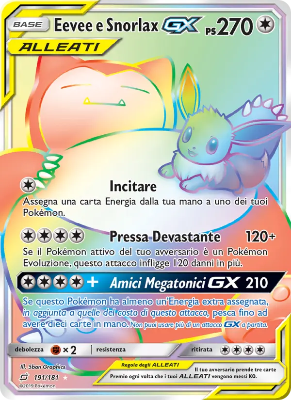 Eevee e Snorlax GX card image