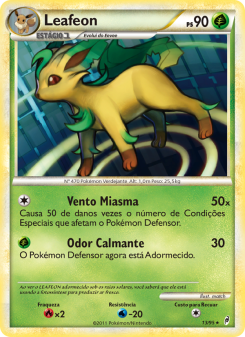 Carta Pokémon Leafeon COL 013/095 da coleção Call of Legends