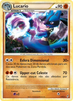 Carta Pokémon Lucario COL 014/095 da coleção Call of Legends