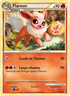 Carta Pokémon Flareon COL 044/095 da coleção Call of Legends