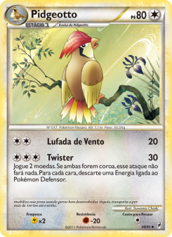 Carta Pokémon Pidgeotto COL 048/095 da coleção Call of Legends