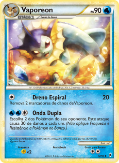Carta Pokémon Vaporeon COL 052/095 da coleção Call of Legends