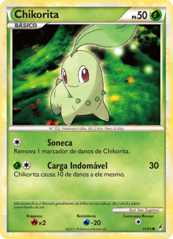 Carta Pokémon Chikorita COL 053/095 da coleção Call of Legends