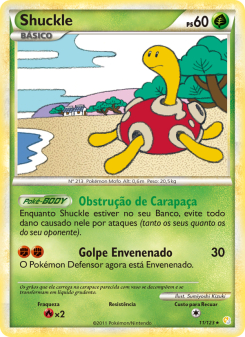 Carta Pokémon Shuckle HS 011/123 da coleção HeartGold SoulSilver