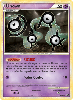 Carta Pokémon Unown UND 040/090 da coleção Undaunted