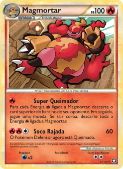 Carta Pokémon Magmortar TRI 027/102 da coleção Triumphant