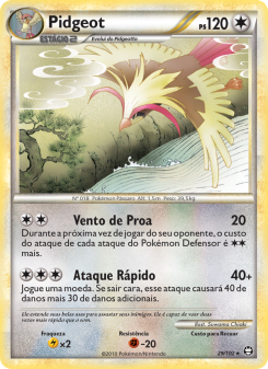 Carta Pokémon Pidgeot TRI 029/102 da coleção Triumphant