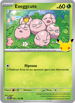 Carta Pokémon Exeggcute 30C 001/128 da coleção 30th Celebration