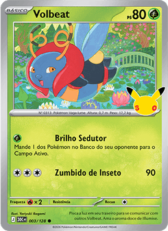 Carta Pokémon Volbeat 30C 003/128 da coleção 30th Celebration