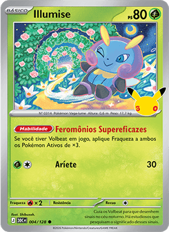 Carta Pokémon Illumise 30C 004/128 da coleção 30th Celebration
