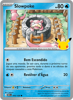 Carta Pokémon Slowpoke 30C 016/128 da coleção 30th Celebration