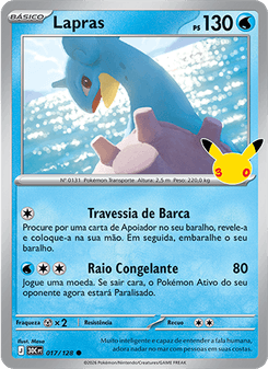 Carta Pokémon Lapras 30C 017/128 da coleção 30th Celebration