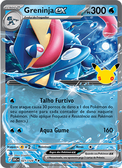Carta Pokémon Greninja ex 30C 021/128 da coleção 30th Celebration