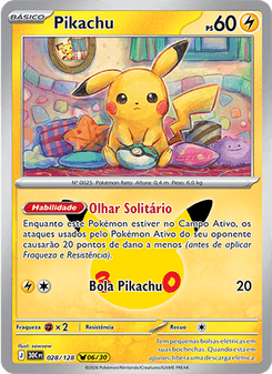 Carta Pokémon Pikachu 30C 028/128 da coleção 30th Celebration