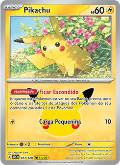 Carta Pokémon Pikachu 30C 033/128 da coleção 30th Celebration