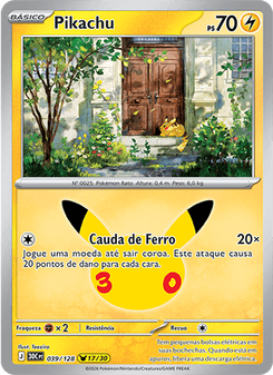 Carta Pokémon Pikachu 30C 039/128 da coleção 30th Celebration