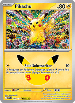 Carta Pokémon Pikachu 30C 040/128 da coleção 30th Celebration