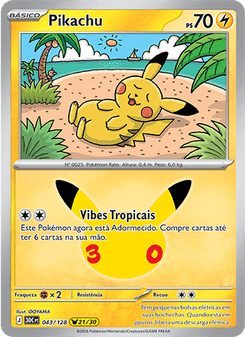 Carta Pokémon Pikachu 30C 043/128 da coleção 30th Celebration