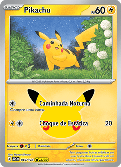Carta Pokémon Pikachu 30C 045/128 da coleção 30th Celebration