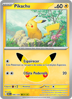 Carta Pokémon Pikachu 30C 046/128 da coleção 30th Celebration