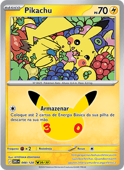 Carta Pokémon Pikachu 30C 048/128 da coleção 30th Celebration