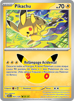 Carta Pokémon Pikachu 30C 051/128 da coleção 30th Celebration