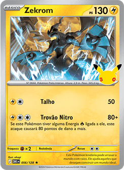 Carta Pokémon Zekrom 30C 056/128 da coleção 30th Celebration