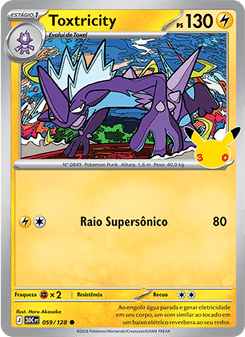 Carta Pokémon Toxtricity 30C 059/128 da coleção 30th Celebration