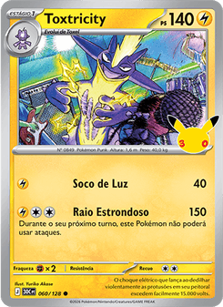 Carta Pokémon Toxtricity 30C 060/128 da coleção 30th Celebration
