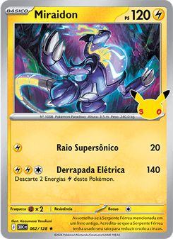 Carta Pokémon Miraidon 30C 062/128 da coleção 30th Celebration