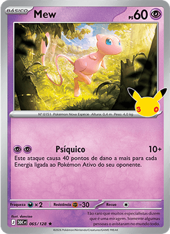 Carta Pokémon Mew 30C 065/128 da coleção 30th Celebration
