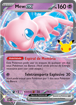 Carta Pokémon Mew ex 30C 066/128 da coleção 30th Celebration