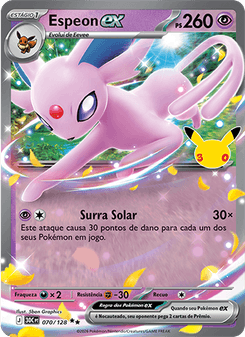 Carta Pokémon Espeon ex 30C 070/128 da coleção 30th Celebration