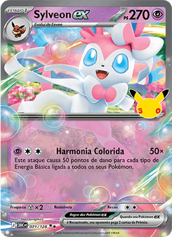 Carta Pokémon Sylveon ex 30C 071/128 da coleção 30th Celebration